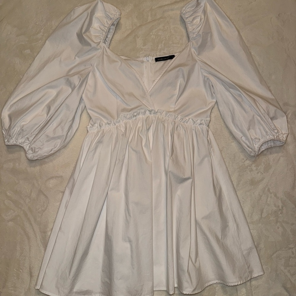 Double Crazy Woman’s Formal White Peplum Dress Sz L Bridal